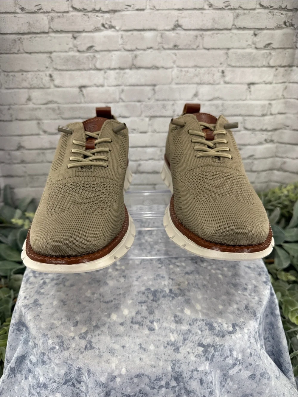 LEISURE “Wear Breeze” Taupe Stretch-Knit Ultra Light Casual Oxfords Mens 7.5M